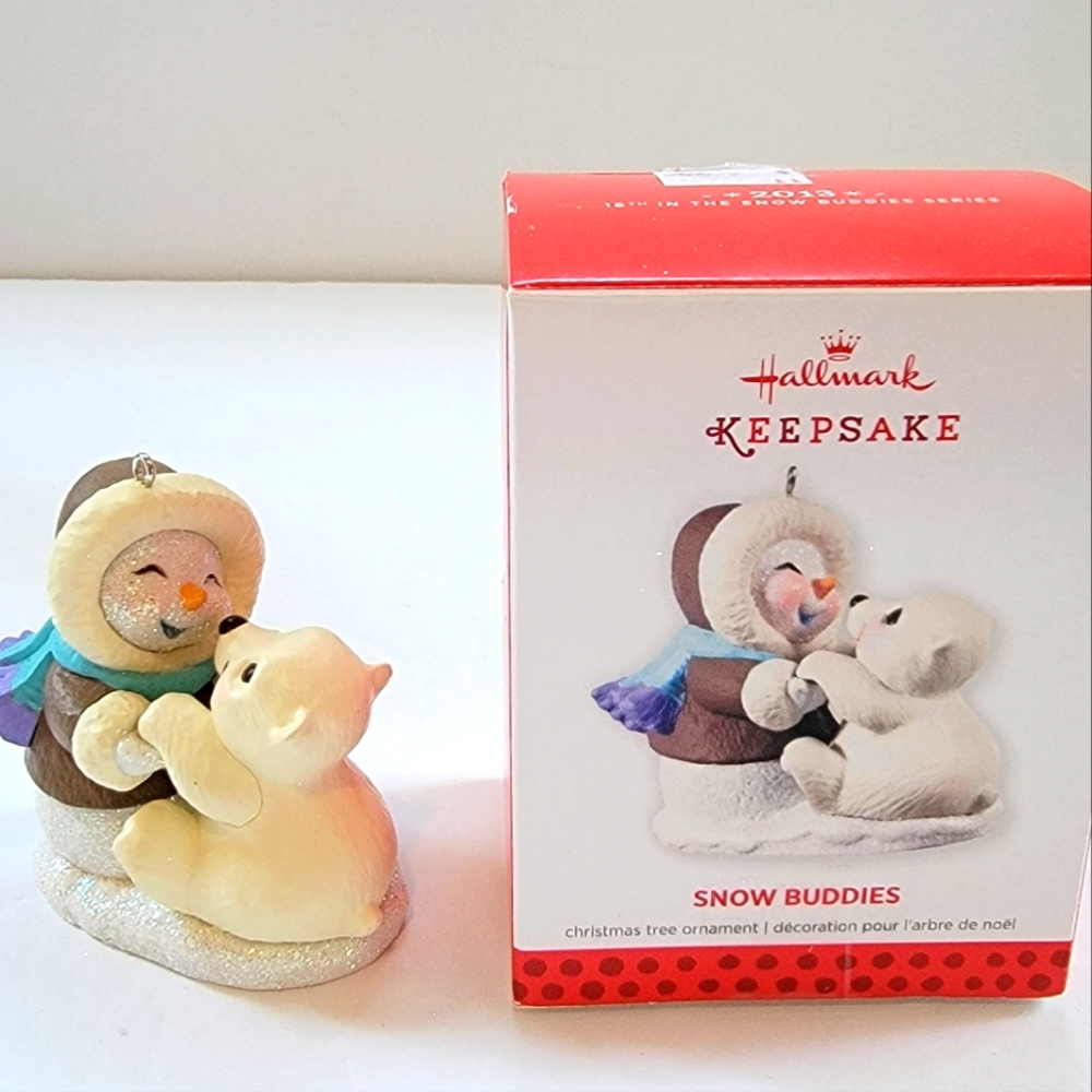 Hallmark Ornament 2013 Snow Buddies- Snowman Polar Bear Cub 16th In Series